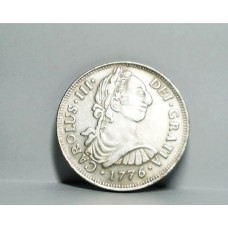 BOLIVIA 1776 . EIGHT 8 REALES COIN . CARLOUS III . FANTASY COIN . BIG NOSE